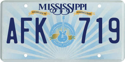 MS license plate AFK719