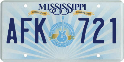 MS license plate AFK721