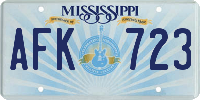 MS license plate AFK723