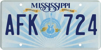 MS license plate AFK724