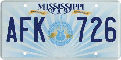 MS license plate AFK726