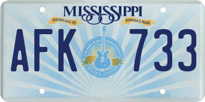 MS license plate AFK733
