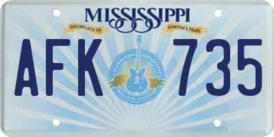 MS license plate AFK735