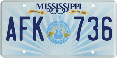 MS license plate AFK736