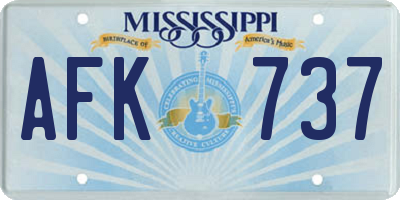 MS license plate AFK737