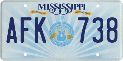 MS license plate AFK738