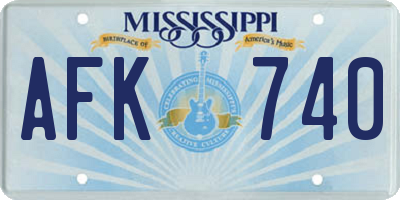 MS license plate AFK740