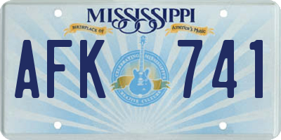 MS license plate AFK741