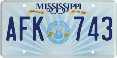 MS license plate AFK743