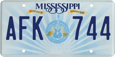 MS license plate AFK744
