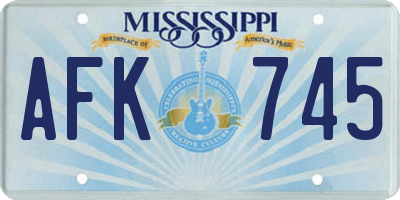 MS license plate AFK745