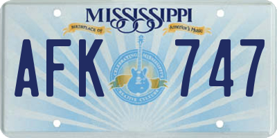 MS license plate AFK747