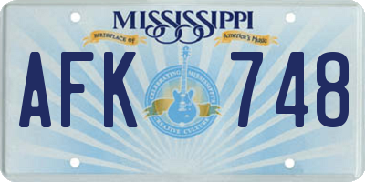 MS license plate AFK748