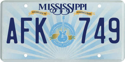 MS license plate AFK749