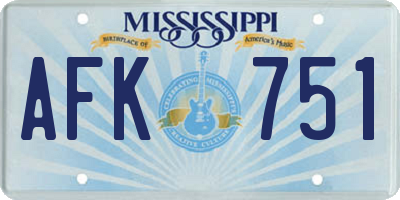 MS license plate AFK751