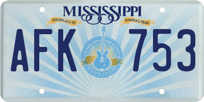 MS license plate AFK753
