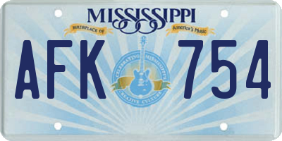 MS license plate AFK754