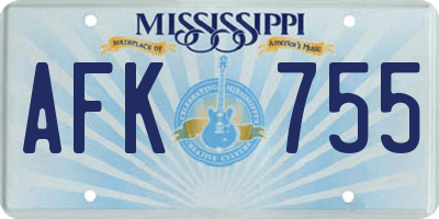 MS license plate AFK755