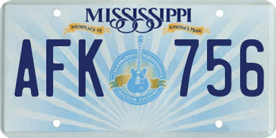 MS license plate AFK756