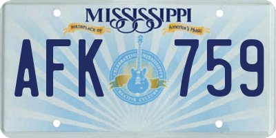 MS license plate AFK759