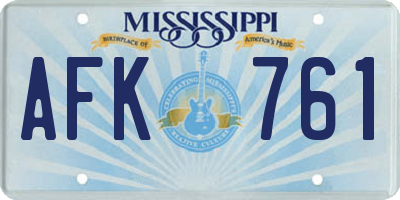 MS license plate AFK761