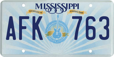 MS license plate AFK763