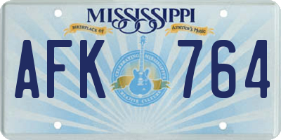MS license plate AFK764