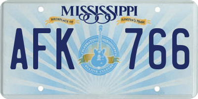 MS license plate AFK766