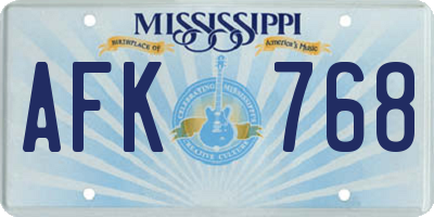 MS license plate AFK768