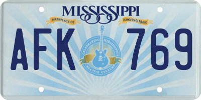 MS license plate AFK769