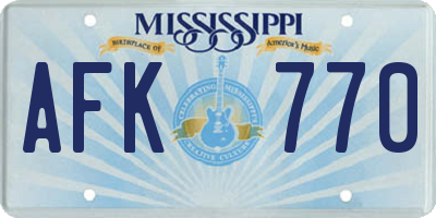 MS license plate AFK770