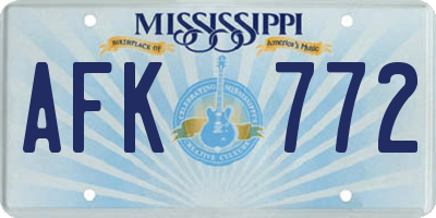 MS license plate AFK772