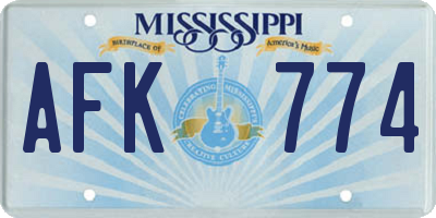 MS license plate AFK774