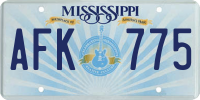 MS license plate AFK775