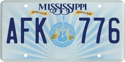MS license plate AFK776
