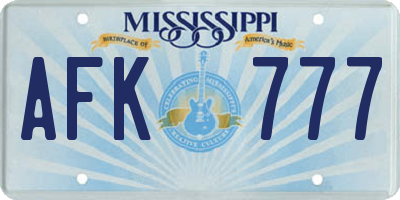 MS license plate AFK777