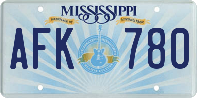 MS license plate AFK780