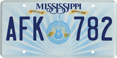 MS license plate AFK782