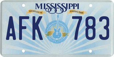 MS license plate AFK783