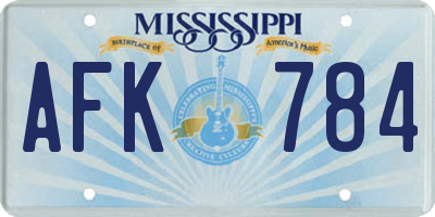 MS license plate AFK784