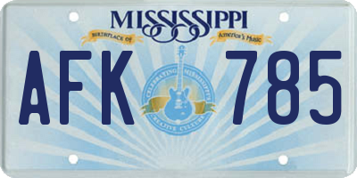 MS license plate AFK785