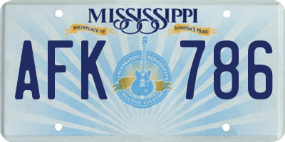 MS license plate AFK786