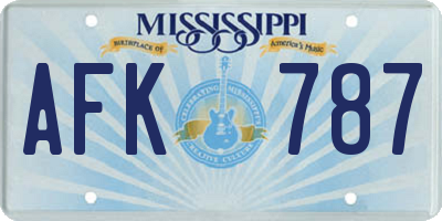 MS license plate AFK787