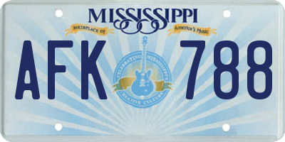 MS license plate AFK788