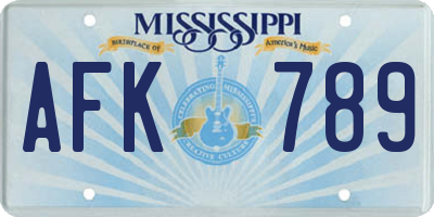 MS license plate AFK789