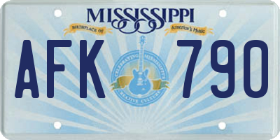 MS license plate AFK790