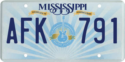 MS license plate AFK791