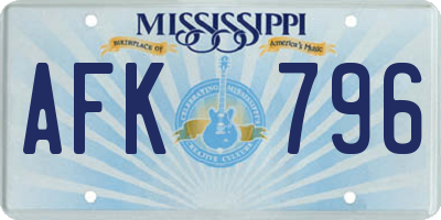 MS license plate AFK796