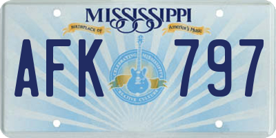 MS license plate AFK797
