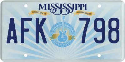 MS license plate AFK798